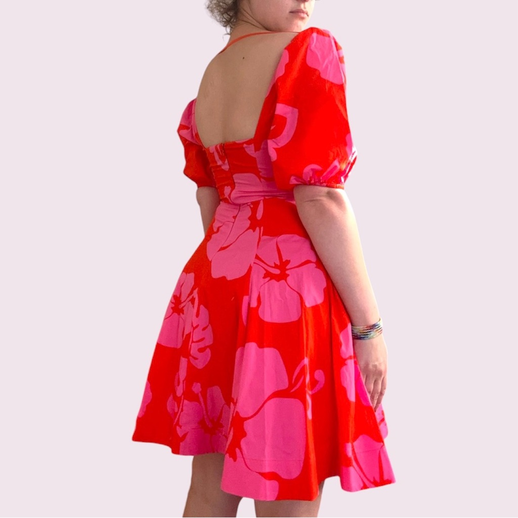 Staud Laelia Poplin Puff Sleeve Mini Dress